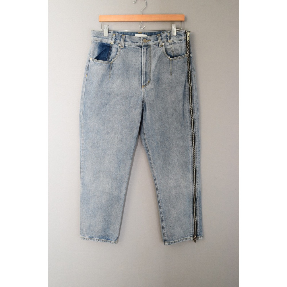 3.1 Phillip Lim Straight-Leg Cropped Jeans Side Zipper Detail 12 Blue Denim